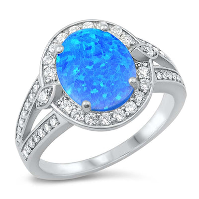 Sterling Silver Lab Opal Ring