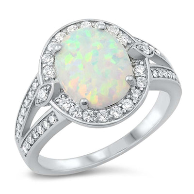 Sterling Silver Lab Opal Ring