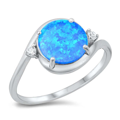 Sterling Silver Lab Opal Ring