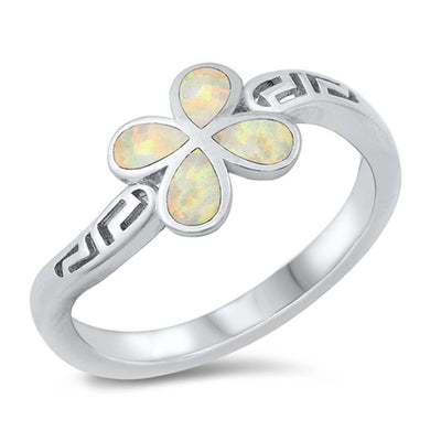 Sterling Silver Lab Opal Butterfly Meander Ring