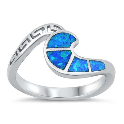Sterling Silver Lab Opal Wave Ring