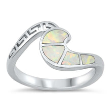 Load image into Gallery viewer, Sterling Silver Lab Opal Wave Ring