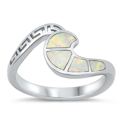 Sterling Silver Lab Opal Wave Ring