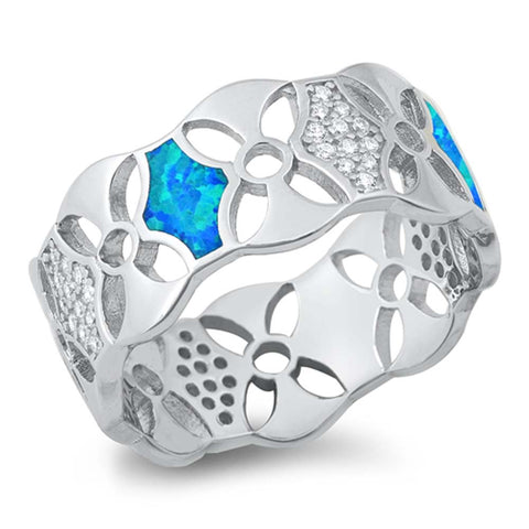Sterling Silver Lab Opal Ring