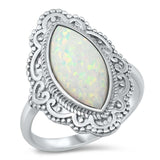 Sterling Silver 25mm White Lab Opal Ring