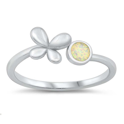 Sterling Silver Lab Opal Butterfly Ring