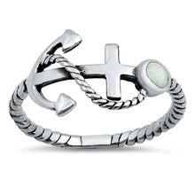 Load image into Gallery viewer, Sterling Silver White Lab Opal Ring