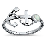 Sterling Silver White Lab Opal Ring
