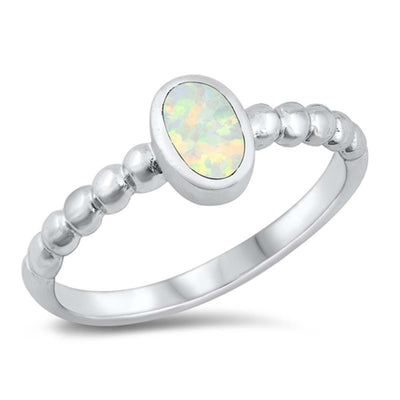 Sterling Silver White Lab Opal Ring