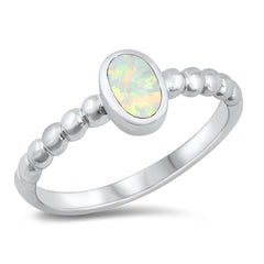 Sterling Silver White Lab Opal Ring