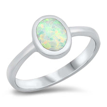 Load image into Gallery viewer, Sterling Silver White Lab Opal Ring