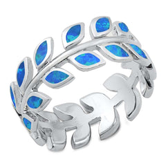 Sterling Silver Eternity Fern Blue Lab Opal Ring