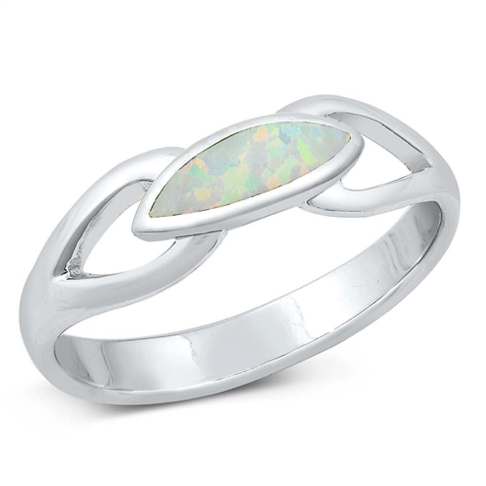 Sterling Silver White Lab Opal Ring