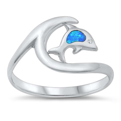 Sterling Silver Blue Lab Opal Ring