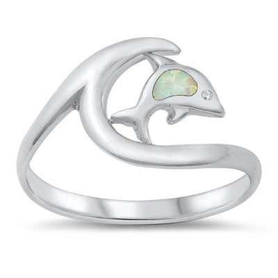 Sterling Silver White Lab Opal Ring