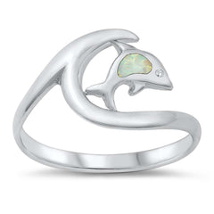 Sterling Silver White Lab Opal Ring