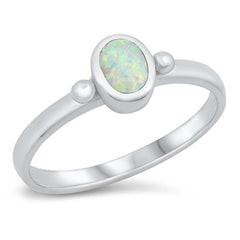 Sterling Silver White Lab Opal Ring