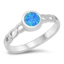 Load image into Gallery viewer, Sterling Silver Rhodium Plated Blue Lab Opal Ring - silverdepot