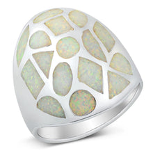 Load image into Gallery viewer, Sterling Silver Rhodium Plated White Lab Opal Ring - silverdepot