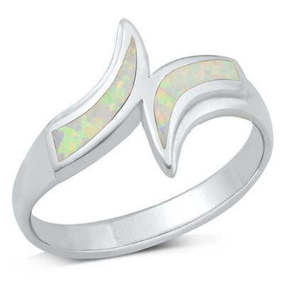 Sterling Silver White Lab Opal Ring