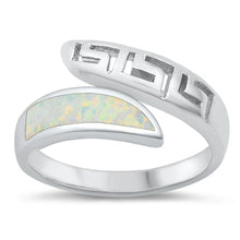 Load image into Gallery viewer, Sterling Silver Rhodium Plated White Lab Opal Meander Ring - silverdepot