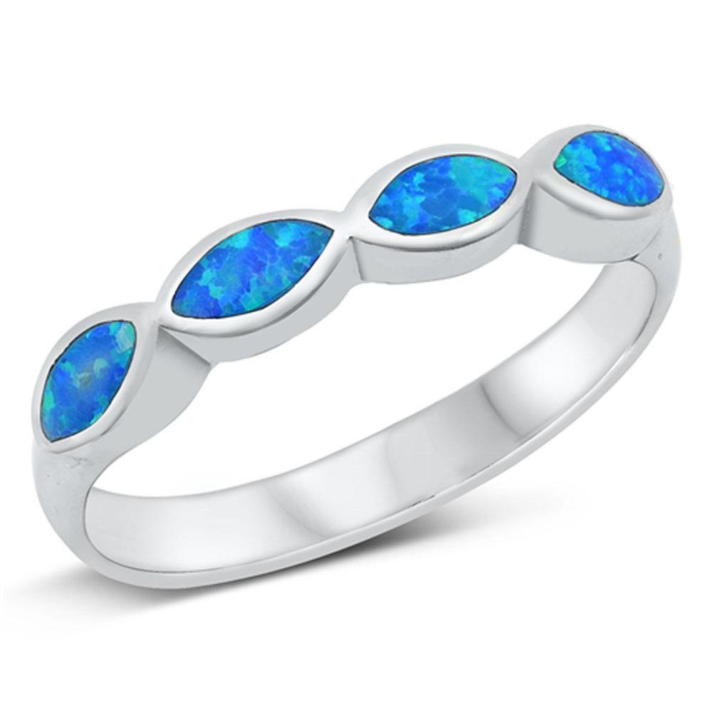 Sterling Silver Blue Lab Opal Ring - silverdepot