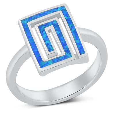 Sterling Silver Aztec Blue Lab Opal Ring