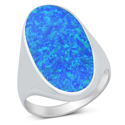 Sterling Silver Blue Lab Opal Ring