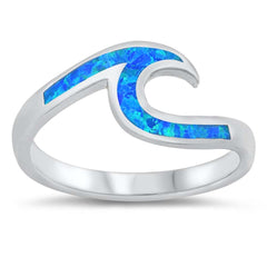 Sterling Silver Wave Blue Lab Opal Ring