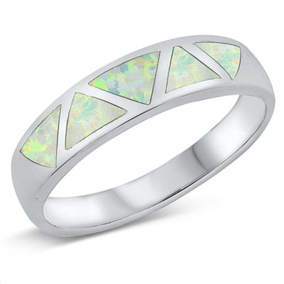 Sterling Silver White Lab Opal Ring