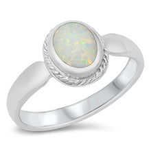 Load image into Gallery viewer, Sterling Silver Rhodium Plated White Lab Opal Ring - silverdepot