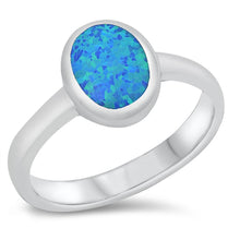 Load image into Gallery viewer, Sterling Silver Rhodium Plated Blue Lab Opal Oval Ring - silverdepot