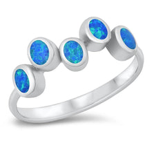 Load image into Gallery viewer, Sterling Silver Rhodium Plated Blue Lab Opal Ring - silverdepot