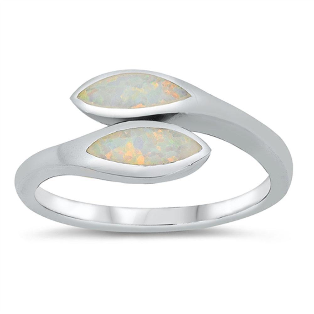 Sterling Silver Rhodium Plated White Lab Opal Ring - silverdepot