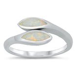 Sterling Silver Rhodium Plated White Lab Opal Ring