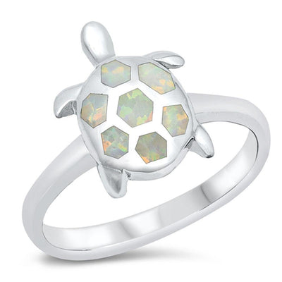 Sterling Silver Rhodium Plated White Lab Opal CZ Ring - silverdepot