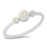 Sterling Silver Rhodium Plated White Lab Opal Ring