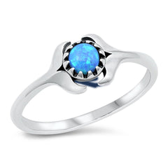 Sterling Silver Rhodium Plated Blue Lab Opal Double Whale Tail Ring