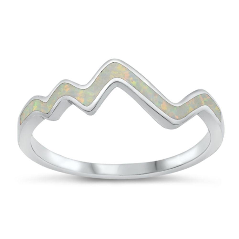 Sterling Silver Rhodium Plated Lab White Opal CZ Ring