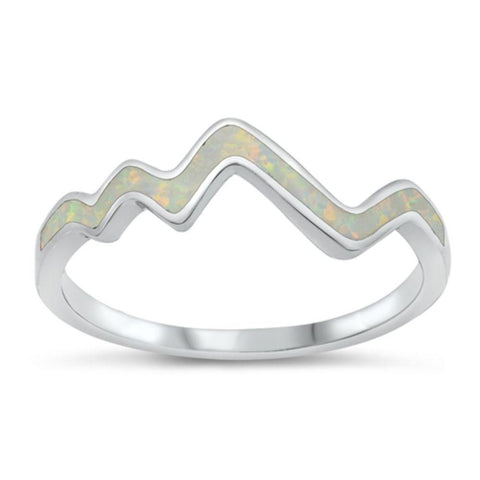 Sterling Silver Rhodium Plated Lab White Opal CZ Ring