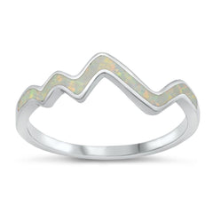 Sterling Silver Rhodium Plated Lab White Opal CZ Ring