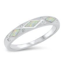 Load image into Gallery viewer, Sterling Silver Rhodium Plated Lab White Opal CZ Ring - silverdepot