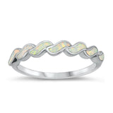 Sterling Silver Rhodium Plated Lab White Opal CZ Ring