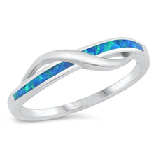 Load image into Gallery viewer, Sterling Silver Rhodium Plated Lab Blue Opal CZ Ring - silverdepot