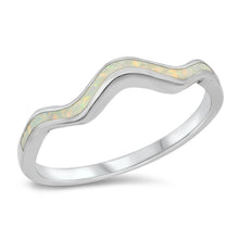 Load image into Gallery viewer, Sterling Silver Rhodium Plated Squiggle Lab White Opal CZ Ring - silverdepot