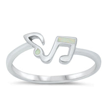 Load image into Gallery viewer, Sterling Silver Rhodium Plated White Opal Music Note Ring - silverdepot