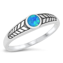 Load image into Gallery viewer, Sterling Silver Oxidized Blue Lab Opal and Clear CZ Ring-5mm