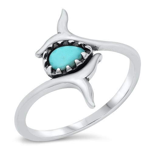 Sterling Silver oxidized Whale Tail Bali Blue Lab Opal Ring
