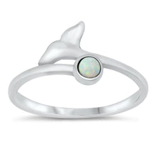 Load image into Gallery viewer, Sterling Silver Rhodium Plated White Opal Whale Tail Ring - silverdepot