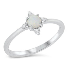 Load image into Gallery viewer, Sterling Silver Rhodium Plated White Lab Opal and Clear CZ Ring